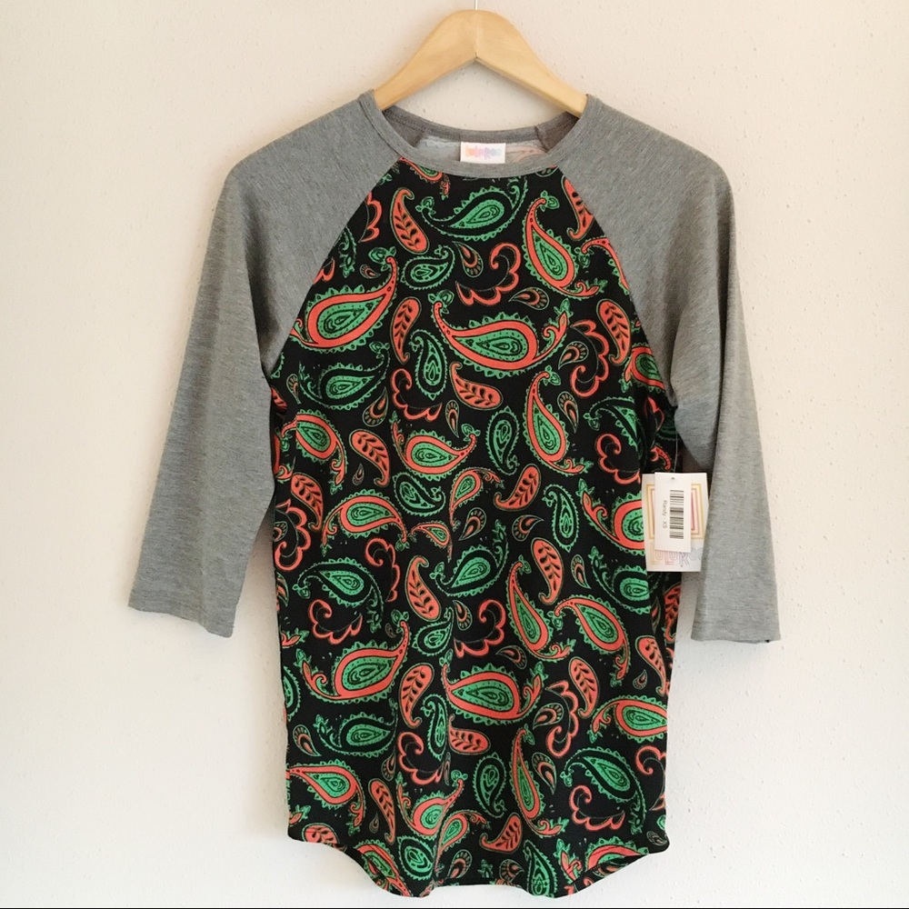 LuLaRoe Randy Tee | Black Green Coral Paisleys